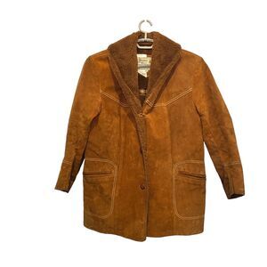 Pioneer Wear Coat Leather And Glenoit Fur Jacket Women Size L to XL Vintage